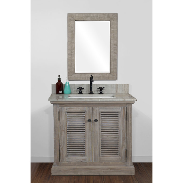Gracie Oaks Verlin Solid Fir 37" Single Bathroom Vanity Set Wayfair